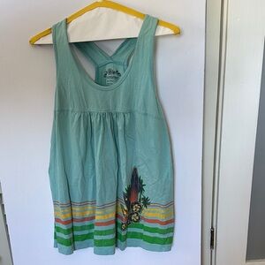 No Boundaries Aqua Tank Top with Colorful Stripes